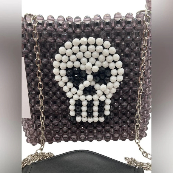 BOUFFANTS & BROKEN HEARTS Kendra Dandy Hand-Beaded Artisan Skull Bag NEW NWT - Picture 4 of 16